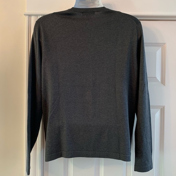 Banana Republic Silk & Cashmere Sweater Mens L Charcoal Gray V-neck Pullover - Picture 2 of 7